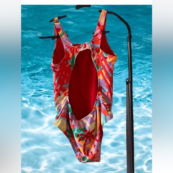 NWT ADIDAS x FARM RIO Multicolor One Piece Swimsuit Plus Size 18 XXL Open Back - Picture 4 of 5